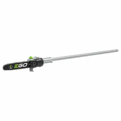 Pole saw attachment for use with compatible EGO power heads. Enables extended reach for trimming and pruning tree branches and overhead foliage from ground level. Overall width 5 in, overall length 55 in.