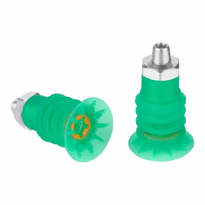 SCHMALZ Vacuum Pad Assembly: Multi-Bellows, 4.5 Folds, 3/8 in NPT Vacuum Port, 42 mm Pad Dia - Multi-Bellows Type Food-Safe Vacuum Pad Assemblies