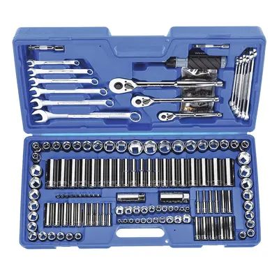 WESTWARD Socket Wrench Set: 1/4 in, 3/8 in, 1/2 in Drive, 145 Piece, 6-Point - SAE & Metric Socket Sets with Drive Tools