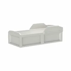 No-storage bed frame constructed from polyethylene in stone gray. Overall dimensions: 80 in length, 36 in width, 27 in height. Suitable for institutional settings where hygiene and easy cleaning are required.