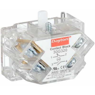 Dayton Contact Block: 30 mm Panel Mounting Size, 1NO/1NC - Contact Blocks