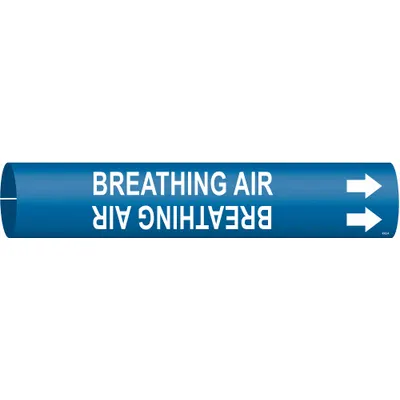 BRADY Pipe Marker: Breathing Air, Blue, White, Fits 1 1/2 to 2 3/8 in Pipe O.D. - Breathing Air Snap-On Pipe Markers