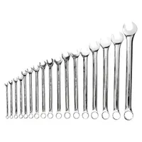 WESTWARD Combination Wrench Set: Alloy Steel, Chrome, 17 Tools, 7 mm to 27 mm Range of Head Sizes (MPN 3XU46)