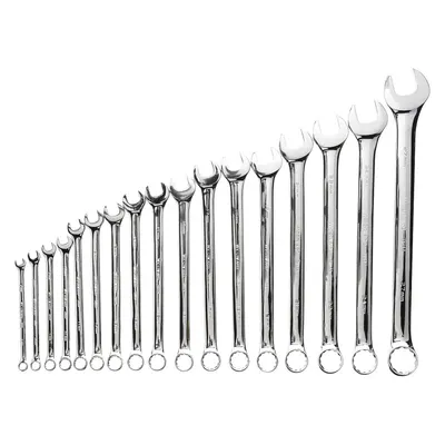 WESTWARD Combination Wrench Set: Alloy Steel, Chrome, 17 Tools - Metric 12-Point Combination Wrench Sets