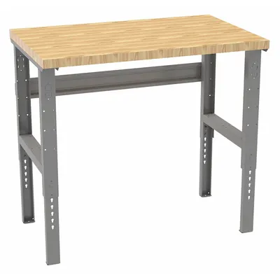 TENNSCO Workbench: Adj Ht, Butcher Block, 48 in x 30 in, 3,800 lb Overall Load Capacity - Open-Base Workstations
