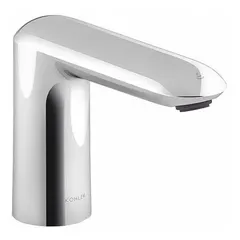This KOHLER Kumin® single-post sensor faucet is constructed of brass with a polished chrome finish. It features battery-powered sensor operation and an aerated flow. Mounting hardware is included. Suitable for touch-free hand washing in commercial and residential restrooms.