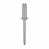 This domed-head blind rivet has a 0.188-inch diameter and 1 57/64-inch overall length with a 37/64-inch body length. It is supplied in a 250-piece pack. Used for general-purpose fastening where access is limited to one side, such as sheet metal assembly and equipment manufacturing