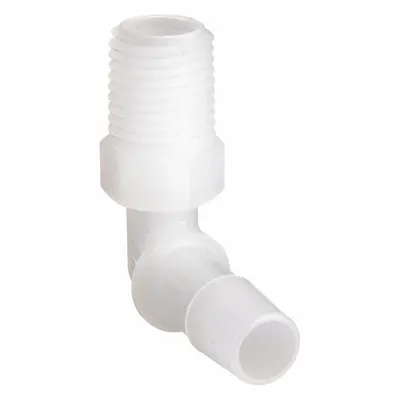 ELDON JAMES Barbed Fitting Elbow: 3/8 in ID x 3/8 in Pipe Fitting Size, Barbed/Threaded - Standard PVDF Barbed Tube Fittings