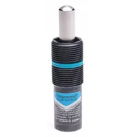 Gas spring with 650 lbf force, 7 63/64 in extended length, and M24x1.5 rod thread. End fittings not included. Used for controlled lifting and damping in industrial equipment such as machine guards, hatches, and conveyor covers