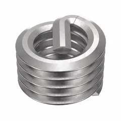 18-8 stainless steel helical insert with screw-locking feature to resist loosening under vibration. Requires 5.2mm drill bit and M5-0.80 STI tap for installation. Tensile strength 200,000 to 250,000 psi. Used to repair or reinforce internal threads in metal components.