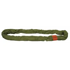 This LIFT-ALL endless round sling is Type 5 construction with a 9 ft sling length and 3 1/8 in body diameter. Made from polyester and nylon, it is used for lifting and rigging heavy loads in industrial settings such as construction, manufacturing, and warehousing. The flexible design helps handle sensitive or irregularly shaped materials without damage.