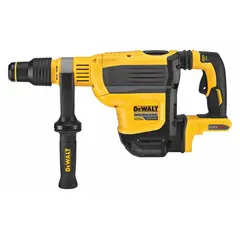 This cordless rotary hammer features an L-shape design with SDS-Max shank and a 1 3/4 in maximum drilling capacity. It delivers 1,450 to 2,900 bpm in hammer-and-rotate mode, suitable for drilling and chiseling in concrete, masonry, and stone. The bare tool is supplied without battery or charger.