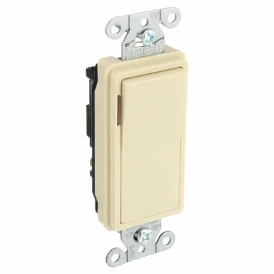 HUBBELL Wall Switch: Rocker Switch, 3-Way, Maintained, Ivory, 120/277V AC - Rocker Wall Switches