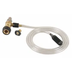 Brass low pressure detergent injector with a maximum operating pressure of 4,000 psi. Designed to draw and mix detergent into the water stream of a pressure washer for low-pressure cleaning applications. Compatible with model GC-3004-4MGH.