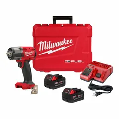 This cordless impact wrench delivers 550 ft-lb of fastening torque for tightening and loosening nuts, bolts, and lag screws. The brushless motor operates on 18V DC, providing efficiency and runtime for light to medium-duty fastening tasks. The 3/8-inch drive size is suited for automotive repair, construction, and maintenance applications.