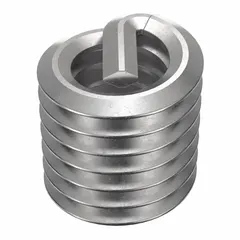 Free-running tanged helical insert for repairing or reinforcing threads in metal components. Constructed from 18-8 stainless steel with a dry film lubricant. #8-32 thread size, right-hand coarse threads. Supplied in a 1000-piece pack.