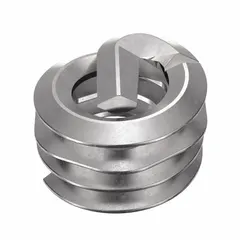 Free-running helical insert with tanged tang for thread reinforcement or repair in metal substrates. #4-40 thread size, right-hand coarse thread, plain finish. Supplied in packs of 1,000 pieces.