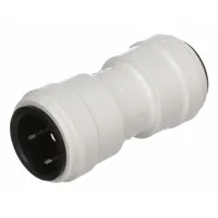 This WATTS fitting is a polysulfone push-to-connect x push-to-connect tube connector with 3/4 in OD on both ends. It allows tool-free tube installation for fluid systems handling water, air, or inert gases. The polysulfone material offers chemical resistance for industrial applications