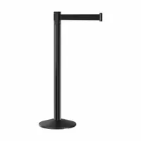 RETRACTA-BELT Barrier Post with Belt: Black, No Pattern, No Legend, 7 ft Belt Lg, Black, 7 ft x 2 in (MPN PHD101BA-BK7)