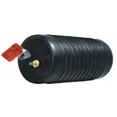 This standard multi-size plug seals pipes from 4 in to 8 in for pressure testing or blocking flow during maintenance. It features a handle and chain tether for easy installation and removal, a textured body surface for grip, and a natural rubber plug seal. The body type is textured.
