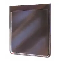 Rubber mud flap for front wheel position on heavy-duty vehicles. Measures 26 in height, 24 in width, 3/8 in thickness. Black color. Reduces road spray and debris from front wheels