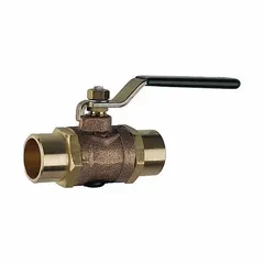 This bronze fire-protection butterfly valve features a 1-1/2 in pipe size with solder connections and a lever handle. It is rated for a maximum pressure of 175 psi (CWP) and uses an FKM seal. Commonly used in fire-suppression piping systems for flow control and isolation.