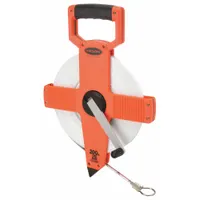 KESON Long Tape Measure: Manual, NR10-200, SAE/Engineers Scale, 200 ft, 1/100 ft, Plastic, Loop Tip