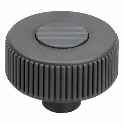 KIPP Knurled Knob with Threaded Hole, Plastic w/ SS Thread, M10, 50 mm Dia, Gray - Knurled Knobs with Threaded Hole