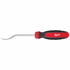 This single-end pick features an angle tip made from chrome vanadium steel with a reinforced tip for durability. The plastic handle provides a comfortable grip, and the screwdriver-style design allows controlled leverage. Commonly used for removing hoses, gaskets, and seals in maintenance tasks.