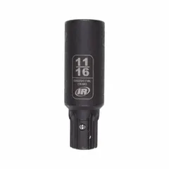 This deep SAE impact socket has a 6-point drive and 11/16 in socket size. Overall length is 2 61/64 in. Manganese Phosphate finish. Used for fastening and loosening hex fasteners in heavy-duty applications.