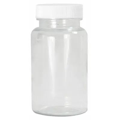 QORPAK Wide Mouth Bottle: PET, 150 mL, 5 fl oz, Closure Included, Colorless, 38-400 - PET Wide Mouth Round Lab Bottles