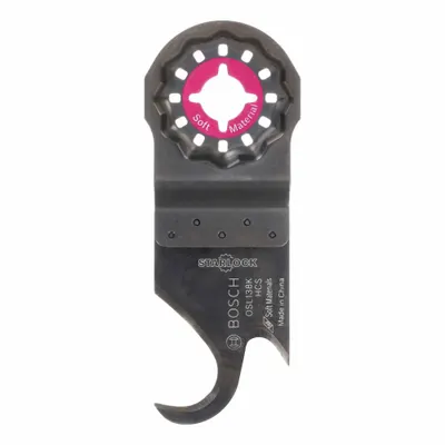 BOSCH Oscillating Tool Blade: 1 1/4 in Blade Wd, 4 in Overall Lg, Hooked Cutting - Starlock Mounted Blades