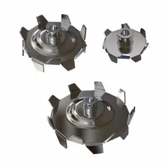 This overhead stirrer impeller set includes a stainless steel dispersion blade and shaft. The dispersion blade shape is suited for mixing, dispersing solids into liquids, and homogenizing viscous materials. Compatible with any Caframo shaft, including models 1540, BDC1850, and BDC3030.