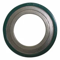 This spiral-wound gasket is designed for sealing flanged joints in piping systems. It features a graphite filler and 304 stainless steel winding, providing resistance to high temperatures and pressures. The gasket fits 2 in pipe with a 2 3/4 in inside diameter. It is commonly used in steam, chemical, and oil line applications