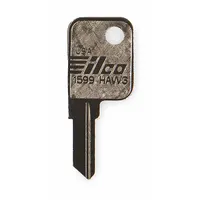 Key Blank: Compatible with Hayworth Locks, Key ID # HAW3, 5 Pins, Brass, Nickel Plated (MPN 1599-HAW3)