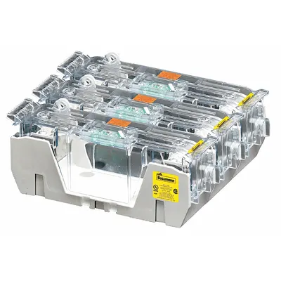 BUSSMANN Fuse Block: Open Block Design, 3 Pole, 250 V AC, Box Lug - Fuse Blocks for UL Class H & K Fuses