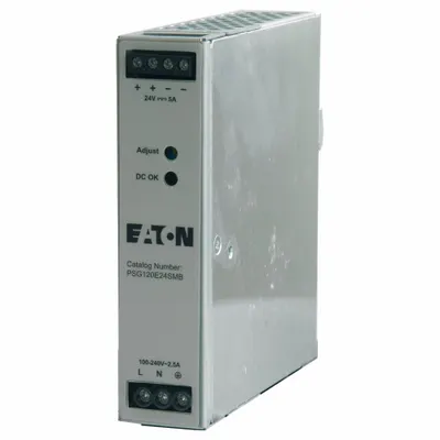 EATON DC Power Supply: DIN Rail, 120 W Output Power - Rated, 5 A Current - Output - DIN Rail Mount DC Power Supplies