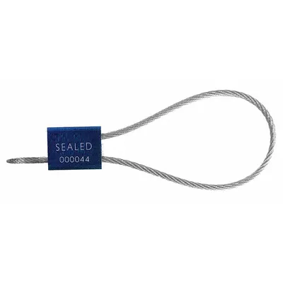 TYDENBROOKS Cable Seals: Blue, Aluminum, 12 in Cable Lg, 1/16 in Cable Dia, Random - Adjustable-Length Cable Seals