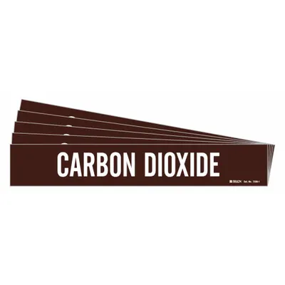 BRADY Pipe Marker: Carbon Dioxide, Brown, White, Fits 2 1/2 to 7 7/8 in Pipe O.D. - Carbon Dioxide Adhesive Pipe Markers