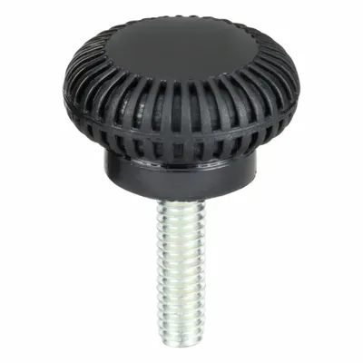 INNOVATIVE COMPONENTS Hand Knob: Knurled, Plastic w/ Steel Thread, #8-32 Thread, 0.625 in Thread Lg - Knurled Knobs with Threaded Hole