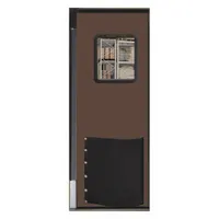 Swinging Door: Polyethylene, 1 Doors, Brown, 3 ft Door Wd, 8 ft Door Ht, Window Included, Textured (MPN 3696R25CBR)