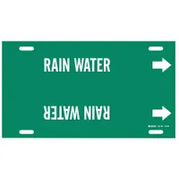 Pipe Marker: Rain Water, Green, White, Fits 10 to 15 in Pipe O.D., 1 Pipe Markers, With Arrows (MPN 4115-H)