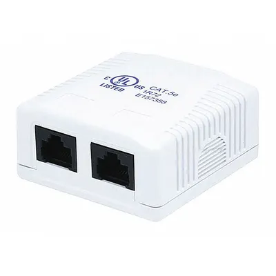 MONOPRICE Surface Mount Box: Keystone, Keystone Wall Mount, 2 Ports, White, Wall Mount - Voice & Data Jack Boxes