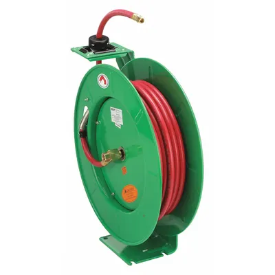 SPEEDAIRE Spring Return Hose Reel: 50 ft (3/8 in I.D.), 3/8 in MNPT, 300 psi Max Op Pressure - Standard Air or Water Spring-Return Hose Reels