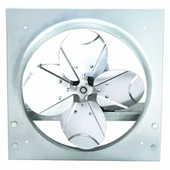This direct-drive reversible panel fan from Dayton is designed for general ventilation, exhausting stale air, or supplying fresh air in industrial and commercial spaces. It features a 12-inch blade and a 1/4 hp motor with a totally enclosed air-over enclosure, operating on 115/230V AC single-phase power.
