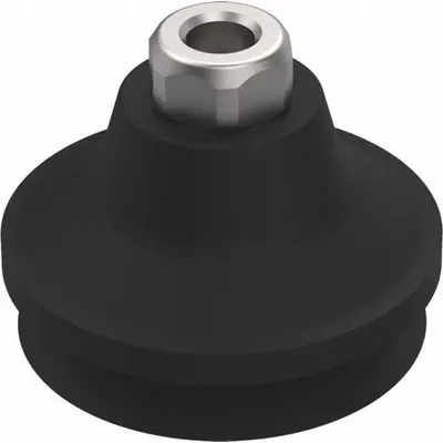 DE-STA-CO Vacuum Pad Assembly: G1/8 in, 50.04 mm Pad Dia, NBR, Black, 14.48 mm Pad Ht - Bellows Type Small-Payload Vacuum Pad Assemblies