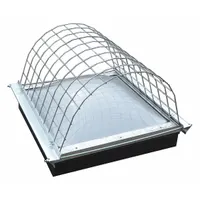 This domed surface-mount skylight guard is designed for use over steel skylights measuring 3 ft by 3 ft. Constructed of galvanized steel with a 16-inch height, it features clamp-on mounting with non-penetrating threaded fasteners to secure the guard without roof penetration. Suitable for fall protection applications in industrial settings