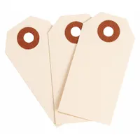 Manila cardstock shipping tags for identifying and tracking packages, pallets, and inventory in warehouses, logistics centers, and manufacturing facilities. Each tag measures 2-3/4 in high by 1-3/8 in wide, made from 30-point cardstock for durability during transit and storage. Supplied in a 1,000-pack