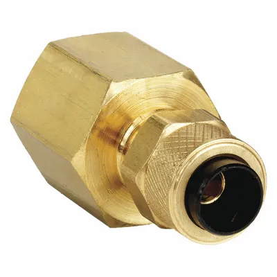PARKER Compression Fitting Adapter: 1/4 in OD x 1/4 in Pipe Fitting Size, Compression x FNPT - Creep-Resistant Self-Aligning Brass Compression Fittings