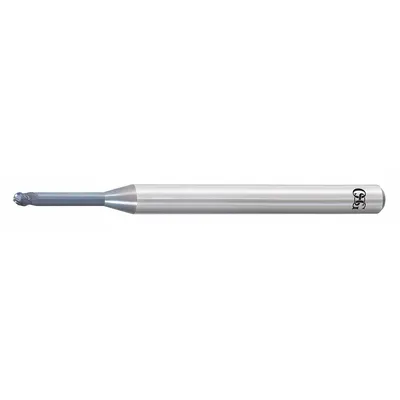 OSG Ball End Mill: Carbide, WXS Coated, 3 Flute, 2 mm Mill Dia, 1.5 mm LOC - Pencil-Neck Carbide Ball End Mills for Hardened Materials